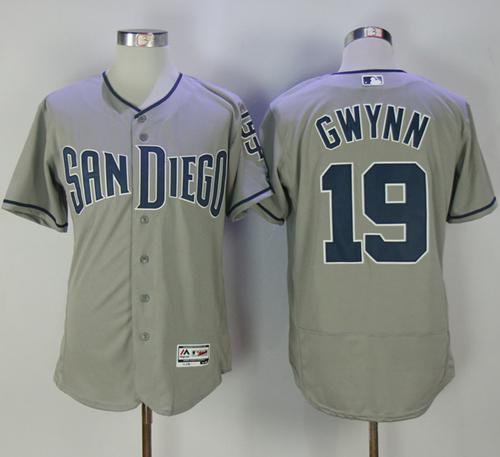 Padres #19 Tony Gwynn Grey Flexbase Authentic Collection Stitched MLB Jersey